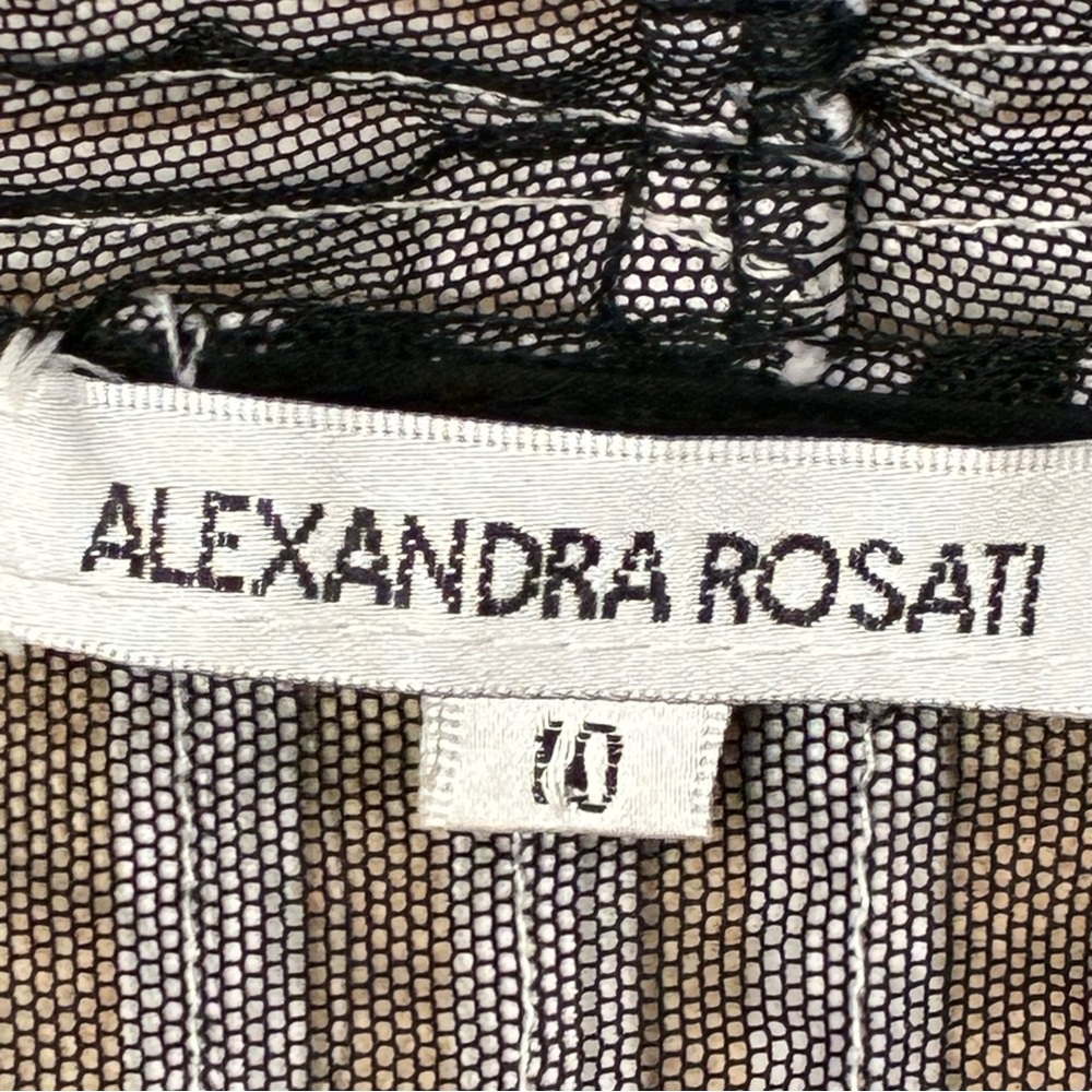 Vtg Alexandra Rosati Zip Up Black Stretch Mesh  White Stripe Details Blazer - Picture 4 of 9